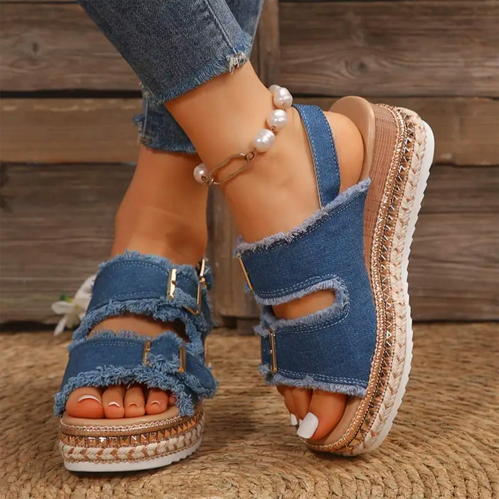 Ella - Casual Denim Wedges