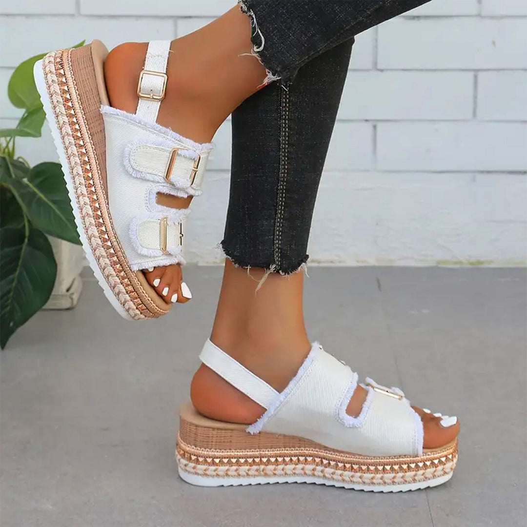 Ella - Casual Denim Wedges