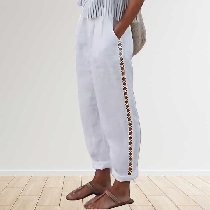 Joanne High-Waisted Cotton-Linen Pants