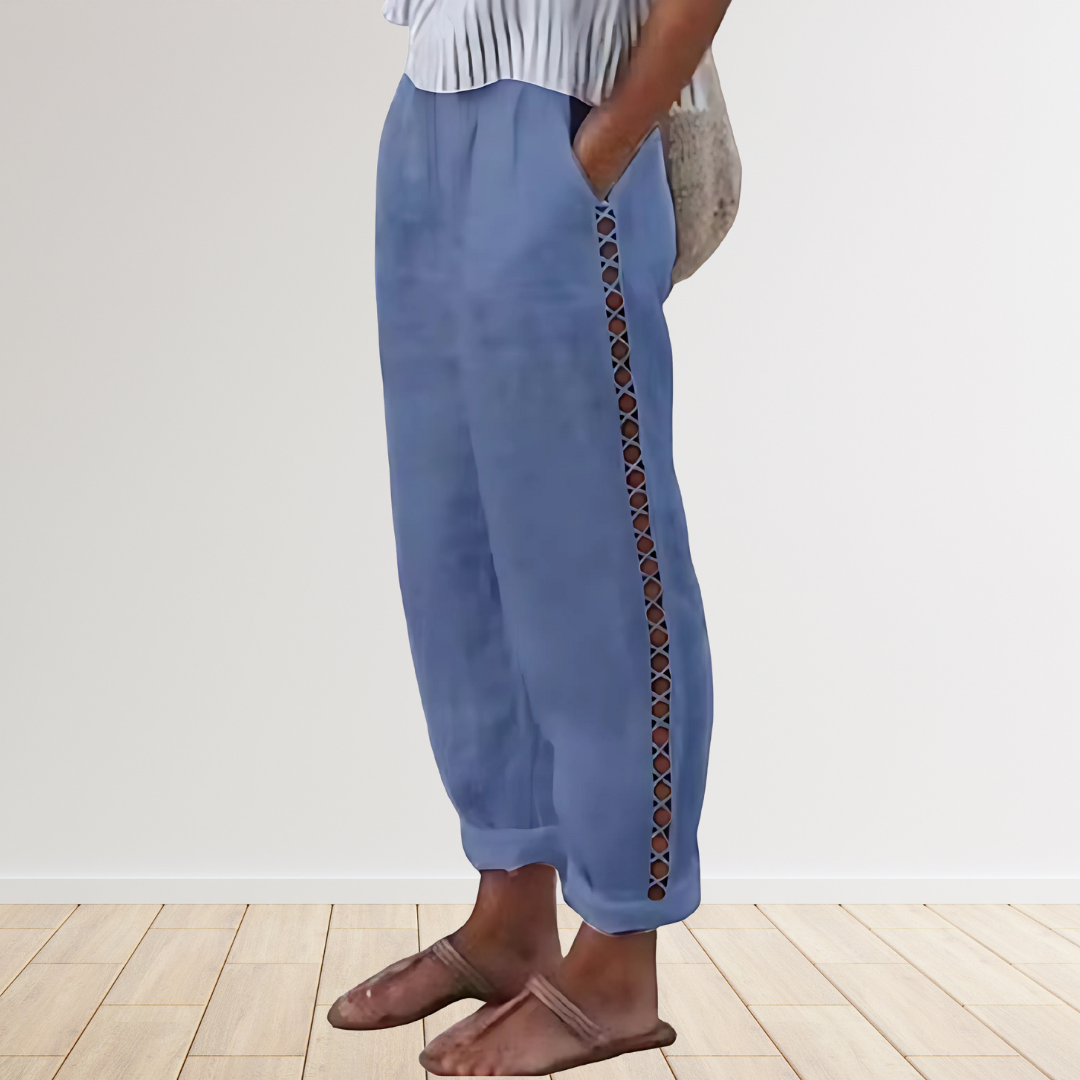 Joanne High-Waisted Cotton-Linen Pants