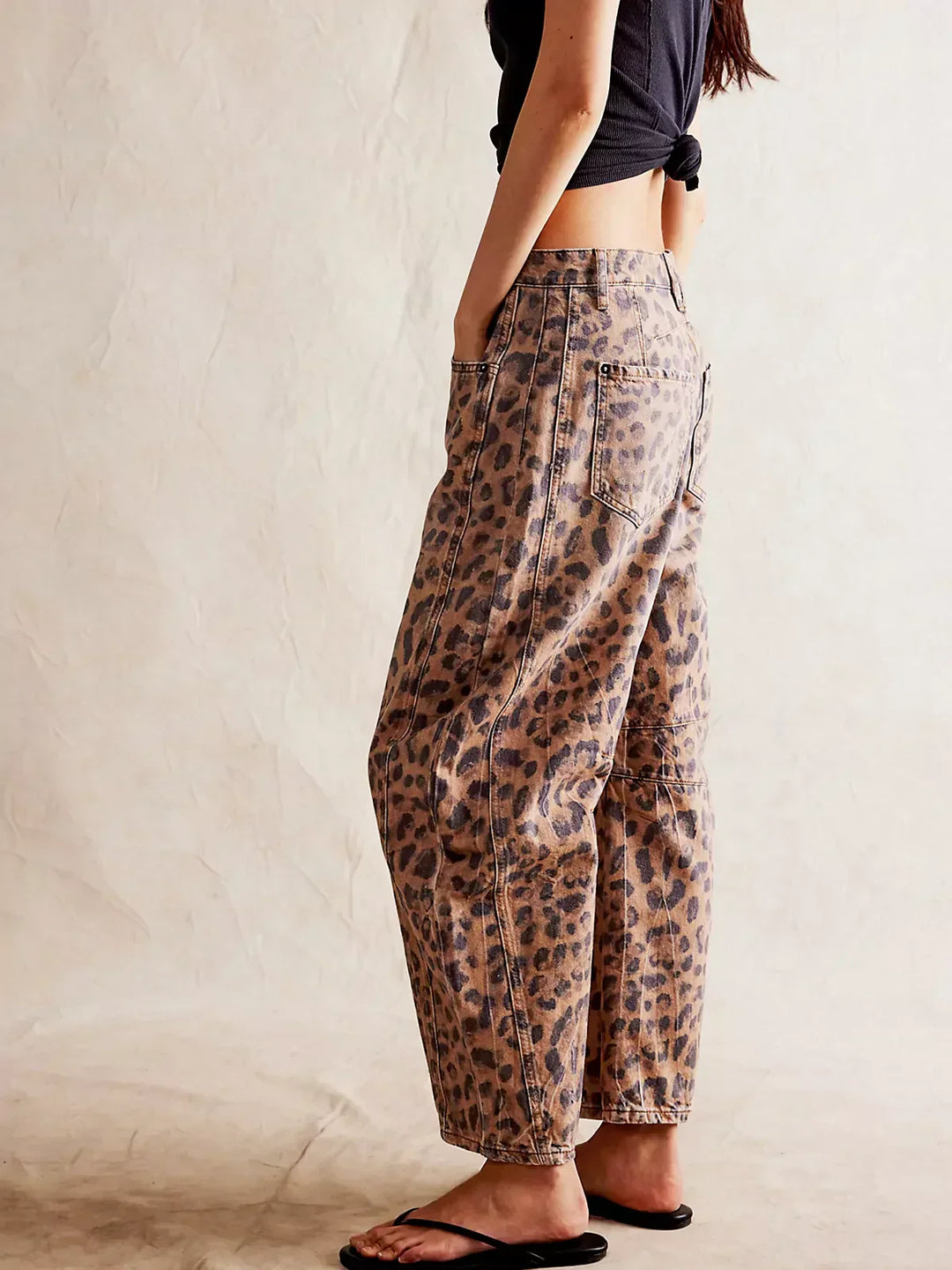 Isla Leopard Print Barrel Jeans