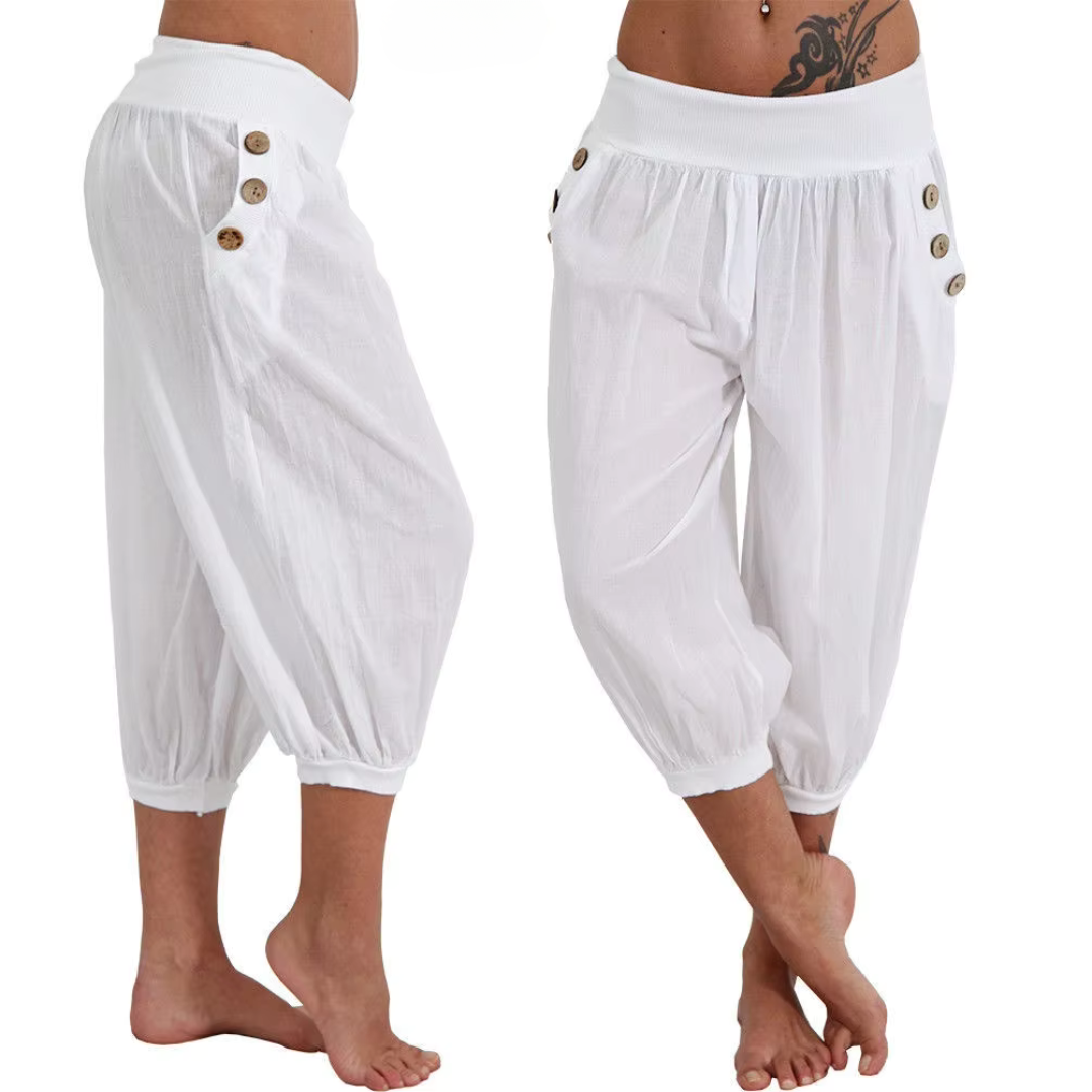 Laura Wide-Leg Cotton-Linen Summer Pants